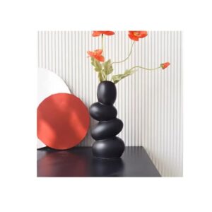 SPHINX Decorative Ceramic Vase for Flowers Pebble Vase Black - LXINDIA.COM