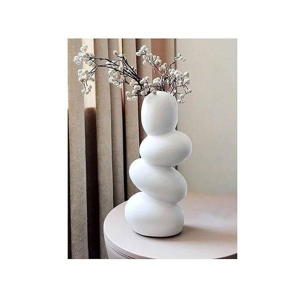 SPHINX Decorative Ceramic Vase for Flowers Pebble Vase White - LXINDIA.COM