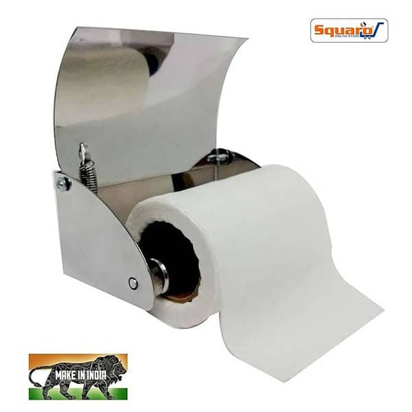 SQUARO Stainless Steel Toilet Paper Holder for Bathroom Tissue Roll Dispenser 2 - LXINDIA.COM