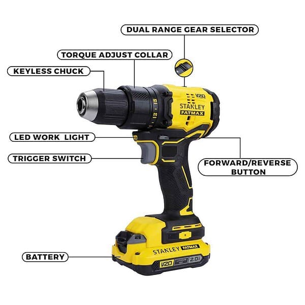 STANLEY FATMAX SBD710D2K B1 13 mm Cordless Brushless Drill Machine Driver2 - LXINDIA.COM