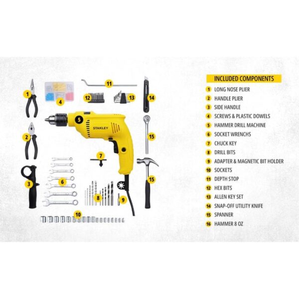 STANLEY SDH600KM IN 600W 13mm Drill Machine with Mechanical Toolkit3 - LXINDIA.COM