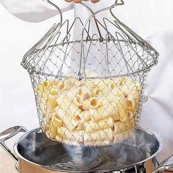 STAREWA Foldable Steam Rinse Deep Frying Stainless Steel Basket - LXINDIA.COM