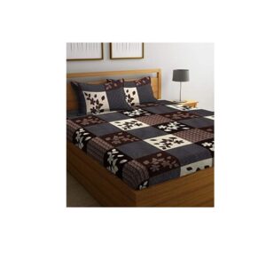 STARNSTYLE Polycotton Brown Floral Printed King Size Bedsheet - LXINDIA.COM