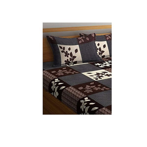 STARNSTYLE Polycotton Brown Floral Printed King Size Bedsheet B - LXINDIA.COM