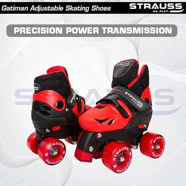 STRAUSS Gatiman Adjustable Latest Designed Roller Skates Black Red 2 - LXINDIA.COM