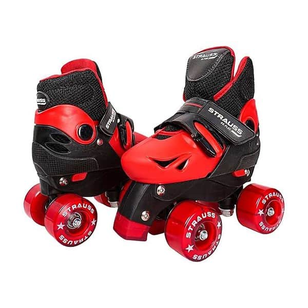 STRAUSS Gatiman Adjustable Latest Designed Roller Skates Black Red - LXINDIA.COM