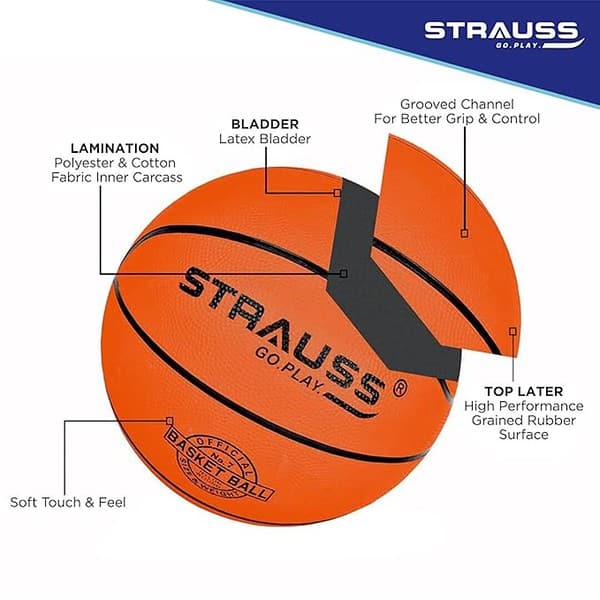 STRAUSS Official Basketball Size 7 1 - LXINDIA.COM