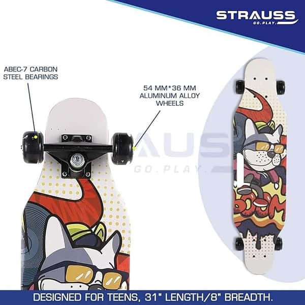 STRAUSS Plastic Spunkz Skateboard 31 X 8 Inch Smart Dog 2 - LXINDIA.COM