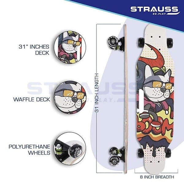 STRAUSS Plastic Spunkz Skateboard 31 X 8 Inch Smart Dog 3 - LXINDIA.COM