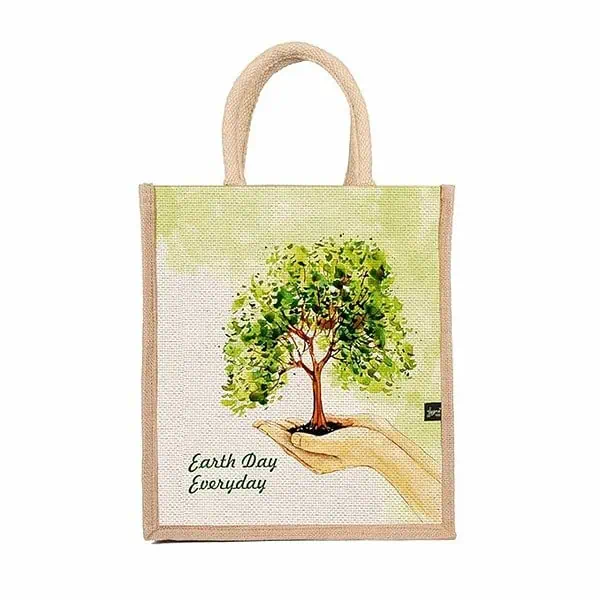 Sangra Multicolor Jute Lunch Bag with Zip and Handle - LXINDIA.COM