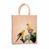 Sangra Multicolor Jute Lunch Bag with Zip and Handle birds pack of 2 - LXINDIA.COM