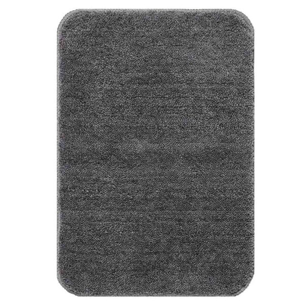 Saral Home Easy Living Microfiber Anti Skid Bath Mat Pack of 2 Grey Rectangular 1 - LXINDIA.COM