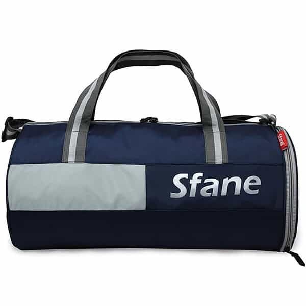 Sfane Polyester 23cms Gym Bag Silver Navy 3 - LXINDIA.COM