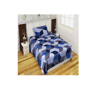 Shivi Creation Blue Grey Zigzag Supersoft Single Bedsheet - LXINDIA.COM