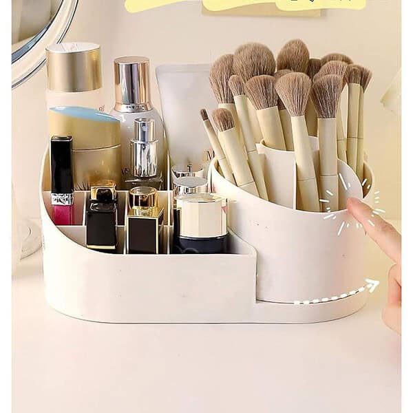 Shrigana 360 Degree Rotating Desk Makeup Brush Organizers White 1 - LXINDIA.COM