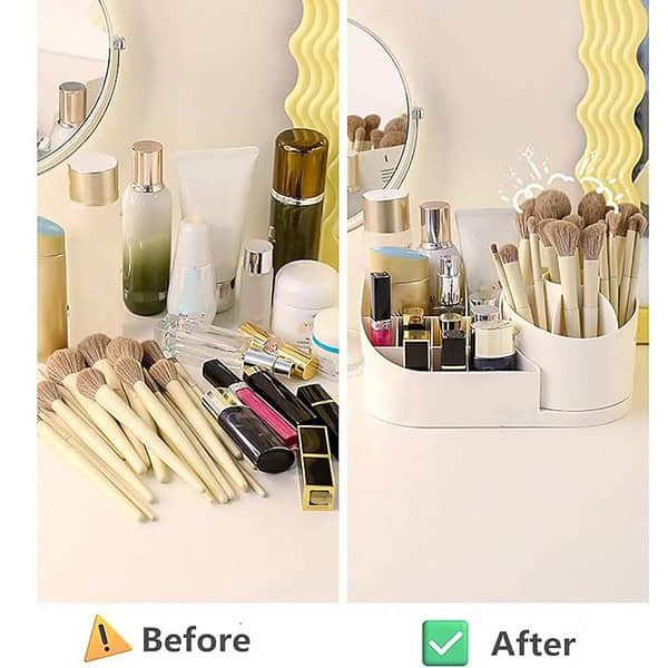 Shrigana 360 Degree Rotating Desk Makeup Brush Organizers White 3 - LXINDIA.COM