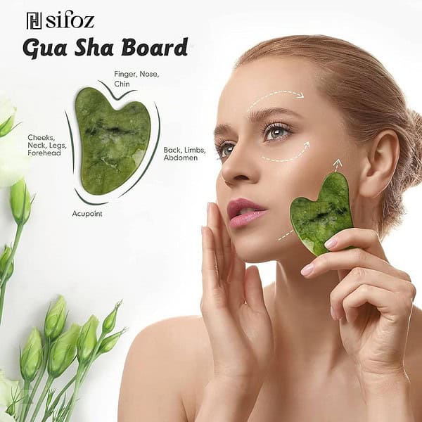 Sifoz Jade Roller Gua Sha Set Face Roller Stone Roller1 - LXINDIA.COM