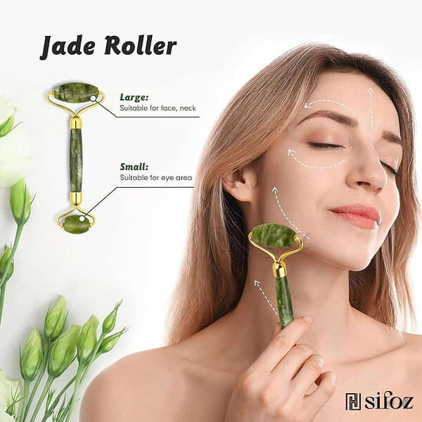 Sifoz Jade Roller Gua Sha Set Face Roller Stone Roller2 - LXINDIA.COM