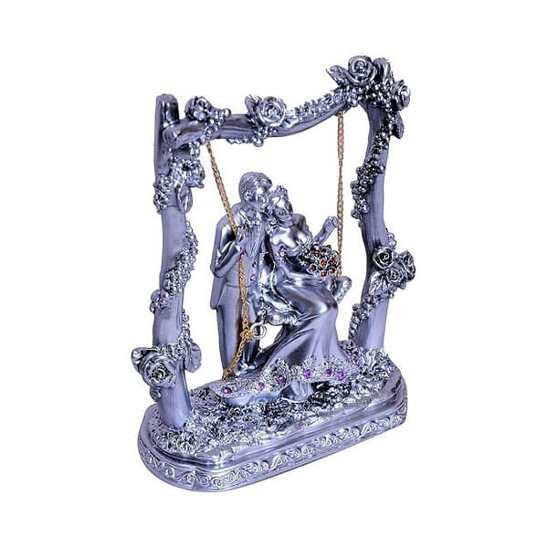 Sigaram Love Couple Romantic Statue Showpieace for Decoration Swing Couple Silver A - LXINDIA.COM