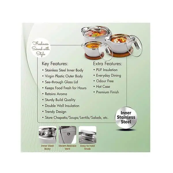 SignoraWare Royal Bliss Casserole with Glass Lid and Steam Vent Hotpot B - LXINDIA.COM