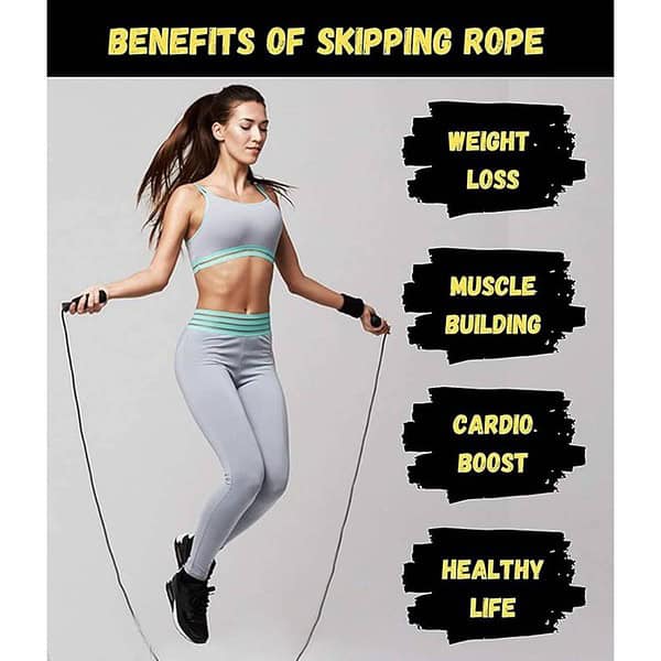 Simran Sports Jumping Skipping Rope for Gym Training Exercise and Workout Black 3 - LXINDIA.COM