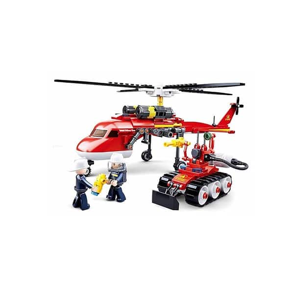 Sluban Fire Helicopter Building Blocks with Built in Crane and 2 Fire Fighter A - LXINDIA.COM