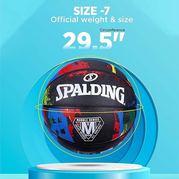 Spalding Marble Professional Match Ball Rubber Moulded Basketball Black Size 7 2 - LXINDIA.COM