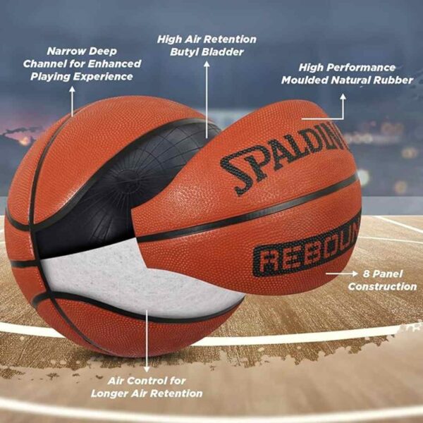 Spalding Rebound Professional Match Ball Rubber Moulded Basketball Size 7 2 - LXINDIA.COM