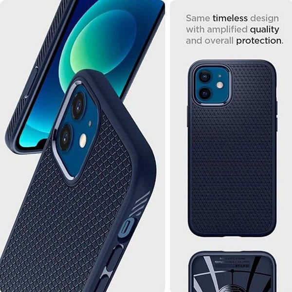 Spigen Liquid Air Back Cover Case Compatible with iPhone 12 Mini Navy Blue1 - LXINDIA.COM