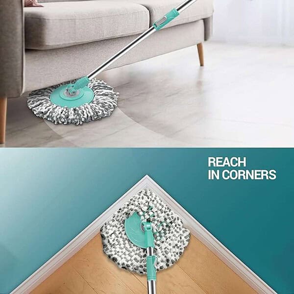 Spotzero by Milton Royale Stainless Steel Wringer Spin Mop Aqua Green 3 - LXINDIA.COM