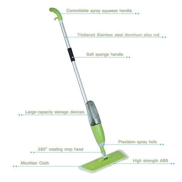 Stainless Steel Microfiber Floor Cleaning Spray Mop GREEN 1 - LXINDIA.COM