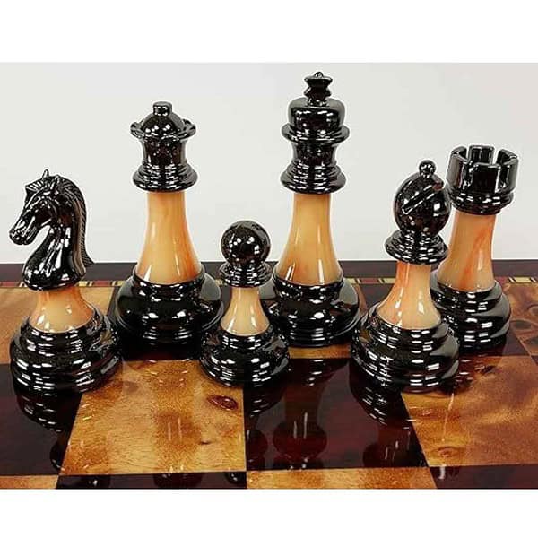 Staunton Chrome Black Chrome Chess Men Set W 18 Gloss Cherry Color Board 3 - LXINDIA.COM