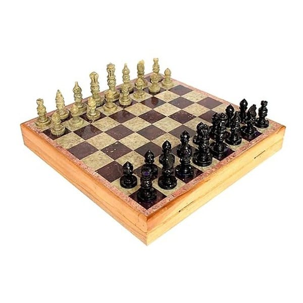 Ston Kraft Chess Board With Wooden Base But Wth Stone Inlaid 1 - LXINDIA.COM