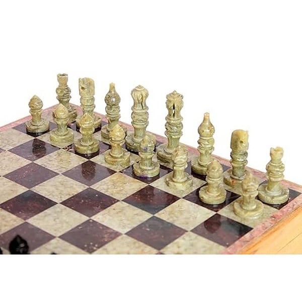 Ston Kraft Chess Board With Wooden Base But Wth Stone Inlaid 2 - LXINDIA.COM