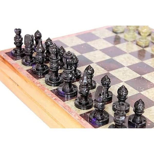 Ston Kraft Chess Board With Wooden Base But Wth Stone Inlaid 3 - LXINDIA.COM