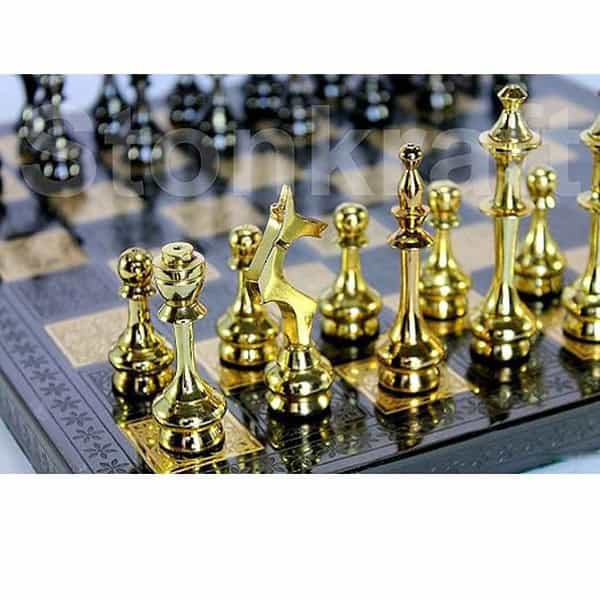 StonKraft Brass Chess Board Game Set with Brass Chess Pieces 3 - LXINDIA.COM