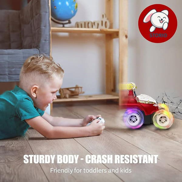 Storio Rechargeable Remote Control Rotating Rolling Stunt RC Car - LXINDIA.COM