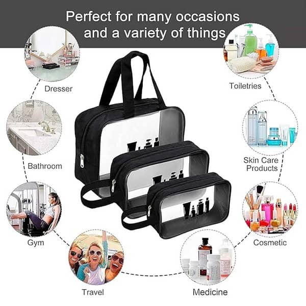 Storite Set of 3 Multipurpose Transparent Toiletry Bag 3 - LXINDIA.COM