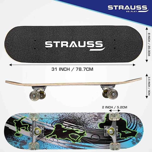 Strauss Bronx BT Lightweight Skateboard with Unique Graphics 31 X 8 Inches 1 - LXINDIA.COM