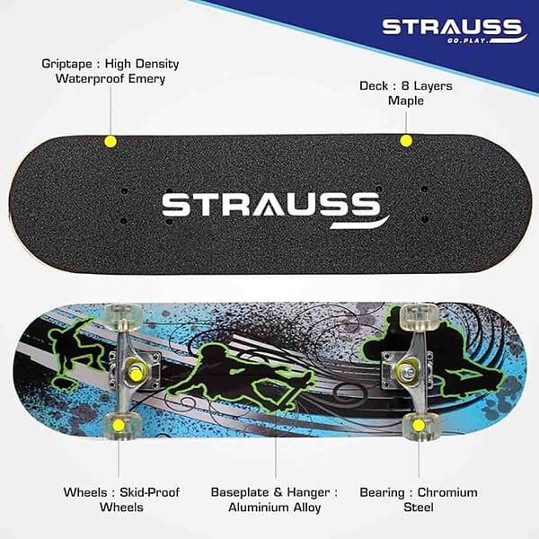 Strauss Bronx BT Lightweight Skateboard with Unique Graphics 31 X 8 Inches 2 - LXINDIA.COM