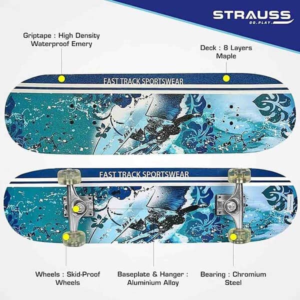 Strauss Bronx FT Lightweight Skateboard with Unique Graphics 31X 8 Inches 1 - LXINDIA.COM