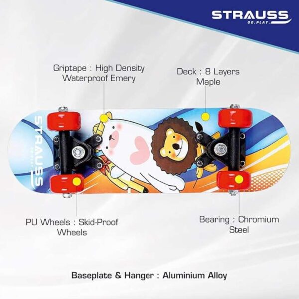 Strauss Kids Skateboard 17 X 5 Inches Maple Wood Skateboard Lion 2 - LXINDIA.COM