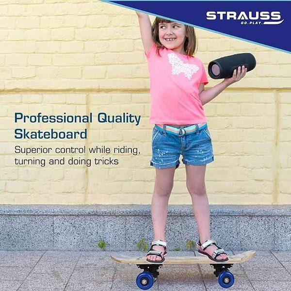 Strauss Kids Skateboard 17 X 5 Inches Maple Wood Skateboard White Horse 1 - LXINDIA.COM