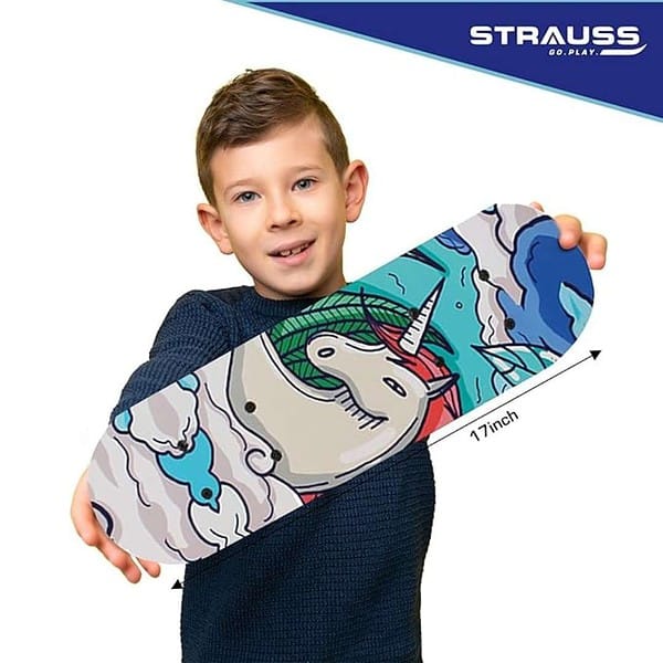 Strauss Kids Skateboard 17 X 5 Inches Maple Wood Skateboard White Horse 2 - LXINDIA.COM