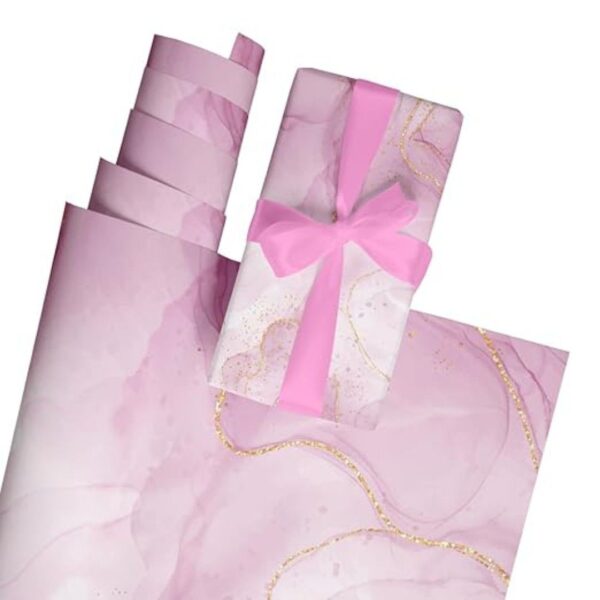 Suffix Retail 10 Pcs Gift Wrapping Paper Sheets With Gift Ribbons and Gift Nametag Stickers Pink - LXINDIA.COM