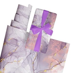 Suffix Retail 10 Pcs Gift Wrapping Paper Sheets With Gift Ribbons and Gift Nametag Stickers Purple - LXINDIA.COM