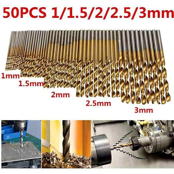 Sunkizzrs 50Pcs HSS Titanium Coated Twist Drill Bit Set TYPE B2 - LXINDIA.COM