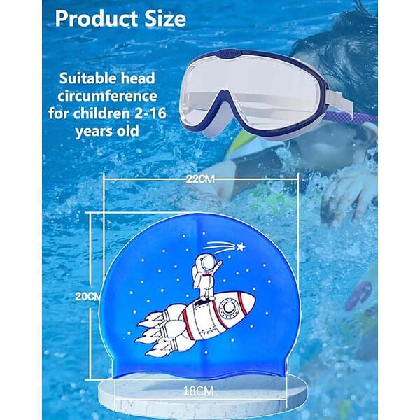 Swimming Goggles for Kids Earplugs in One Piece Kids Swim Goggles and Swim Hat Age 3to12 2 - LXINDIA.COM