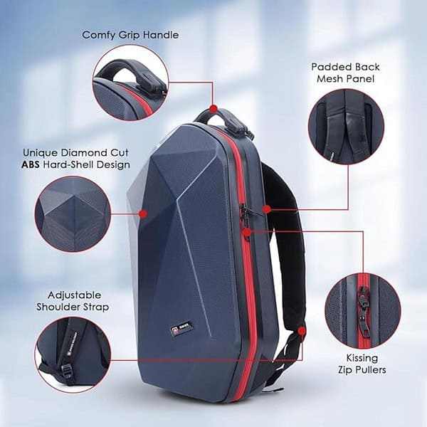 Swiss Military Hard Shell Travel Backpack UFO Alien Series Dimond Cut ABS Hardshell 3 - LXINDIA.COM