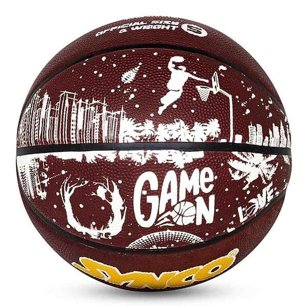 Synco Culture Series Mens Basketball Size7 Moulded Technology 8 Panel Brown White 2 - LXINDIA.COM